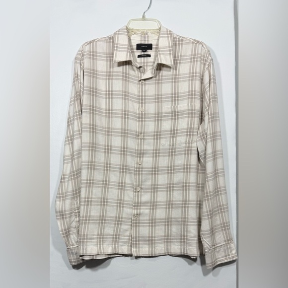 Vince Other - Vince Men's Beige Plaid Shirt Size XL